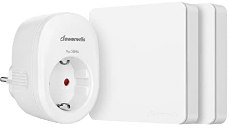 DEWENWILS Funksteckdosen mit Fernbedienung, 16A 3680W, Plug-In Ein/Aus Funk-Wandschalter, Kein Kabel Erforderlich, Erweiterbarer Lichtschalter für Feiertagsdeko, 30M Reichweite, Weiß