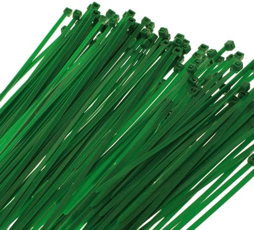 Lot de 100 colliers de serrage en plastique verts pour jardin, câbles et tuyaux, pour électriciens et jardinage (2,5 mm x 100 mm)