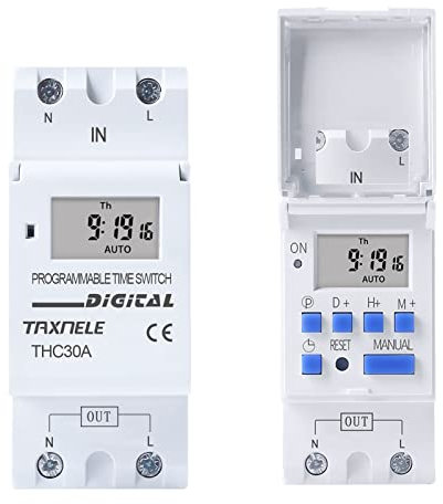 THC30A Digital LCD Relè elettronico Timer su guida Din 2 fili Settimanale 7 giorni Timer digitale programmabile Interruttore Relè Controllo timer CA 220 V 230 V 12 V 24 V 48 V (220V)