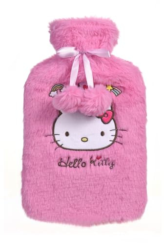 TAKE CARE – Hello Kitty, Bolsa de agua caliente con funda, bolsa de agua caliente para terapia caliente, goma, frío, invierno, niño, adulto