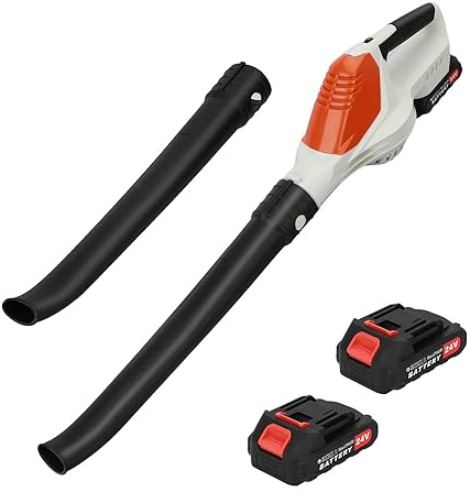 67m/s Akku Laubbläser, 24V Laubbläser mit Akku und Ladegerät, 16500RPM Bläser, 5-Gang Geschwindigkeit Laubbläser Akku für Garten, Rasenpflege, Gartenarbeit, Schneeräumung (orange)