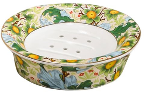 Floral Decorative Self Draining Soap Dish, Double-layer Round Soap Tray, Vintage Ceramic Soap Dish (Style A)