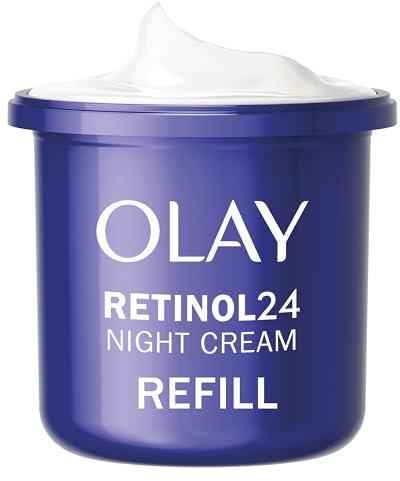 Olay Retinol 24 Night Cream Face Moisturiser REFILL, Skincare with Antioxidant Vitamin E, Overnight Anti Ageing Skin Care: Smooths, Renews and Hydrates, 50ml