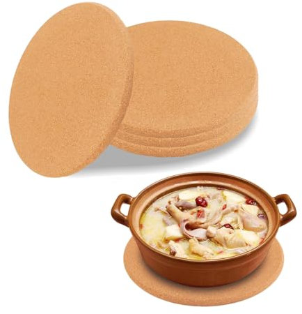 4 Stück Topfuntersetzer Kork, 19 cm Durchmesser Korkuntersetzer Rund, rutschfeste Untersetzer Topf, Rund Topfuntersetzer Hitzebeständig für Töpfe, Auflaufform, Pfannen