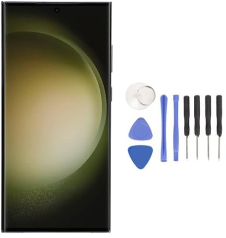 Garsent 6,8 Zoll Original für S23 Ultra, OLED LCD Display Touchscreen Digitizer Baugruppe S23ultra 5G SM-S918U LCD Bildschirm Ersatz mit Rahmenreparaturset, Fingerabdruck