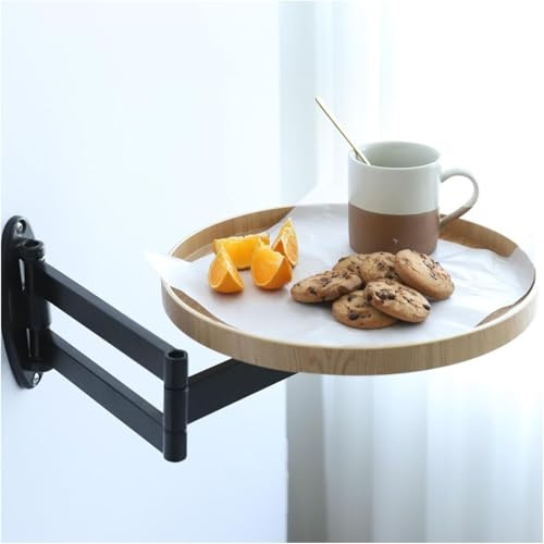 WLCNYL An der Wand montierter, zusammenklappbarer, runder Tisch, teleskopische Längenverstellung, an der Wand montierter Kleiner Schreibtisch, abnehmbares und umkehrbares Design, um 1 Zentimeter er