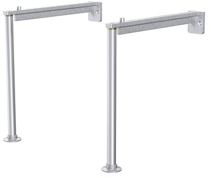 Balterley Cleaners Sink Legs and Brackets, Stainless Steel Round Legs and Support Brackets for Ceramic Cleaner Sinks, Utility Sinks and Laundry Sink - 50 x 355 x 350mm (Brushed Stainless Steel)