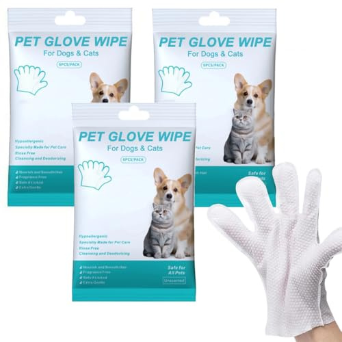 Floving Gants de toilettage pour Animaux, Gants de Nettoyage efficaces pour éliminer Les Poils Morts des Chiens et des Chats, Nettoyage du Pelage, du Visage, des Oreilles et des Pattes (2 Pack)