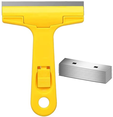 Ditran Razor Blade Scraper - 4 T Shape Scraper Tool with 10 Extra Replacement Razor Blades, Razor Scraper Tool for Glass, Cleaning Paint, Labels, Stickers, Decal from Window, Tile, Stove Top, Floor