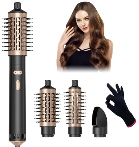 Cepillo Secador de Pelo Giratorio, Cepillo Secador de Pelo 3 en 1, Air Styler Rizador Automático, Cepillos de Aire Caliente, Air Styler, Hair Styler Set, Cepillo secador de pelo & Air Styler (Negro)