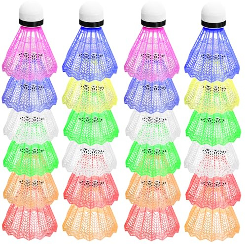 WIYETY Lot de 24 balles de badminton en plastique : volants de badminton de couleurs mélangées, entraînement sportif, entraînement à grande vitesse, jardin, badminton, ballon de badminton pour sports
