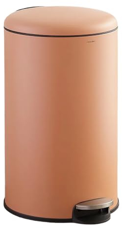 CASABEL Mülleimer Küche 50L - 100% Edelstahl, Resistent gegen Fingerabdrücke, Runder Treteimer mit Fußpedal, Abfalleimer mit Deckel für Bad, Küche, Büro - Terrakotta