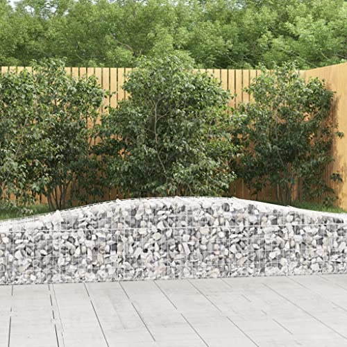 Fioriera rialzata, fioriera, aiuola, gabbioni con arco alto, 9 pezzi, 400 x 50 x 40/60 cm, in ferro zincato, per balcone, giardino, terrazza, giardino sul tetto