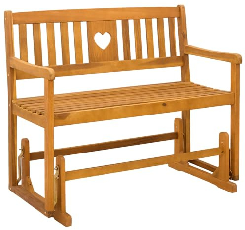 vidaXL Panca Glider da Giardino Naturale 110 x 59 x 97 cm, Mobili da giardino rustici, posti all'aperto, panchina in acacia, dondolo per relax in patio