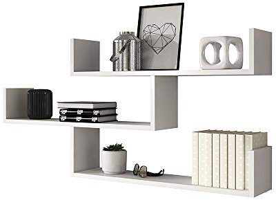 Selsey Kassi - Wandregal, Hängeregal, Bücherregal mit 3 Regalböden, 55 x 119 cm (Weiß)