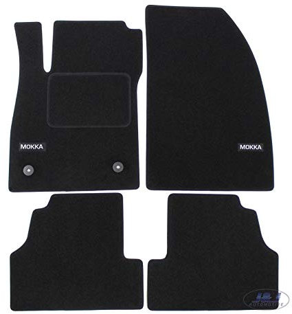 J&J AUTOMOTIVE | Velours Fußmatten mit Logo Autotepiche Passend Für Mokka, Mokka X 2012-2020, rutschfeste Untregrund, Verstärkt Im Pedalbereich