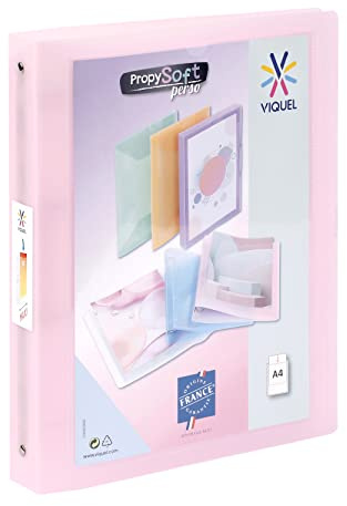 Viquel - Classeur souple A4 MAXI personnalisable - 4 anneaux - Dos 4cm - Pour documents A4 - Rose translucide