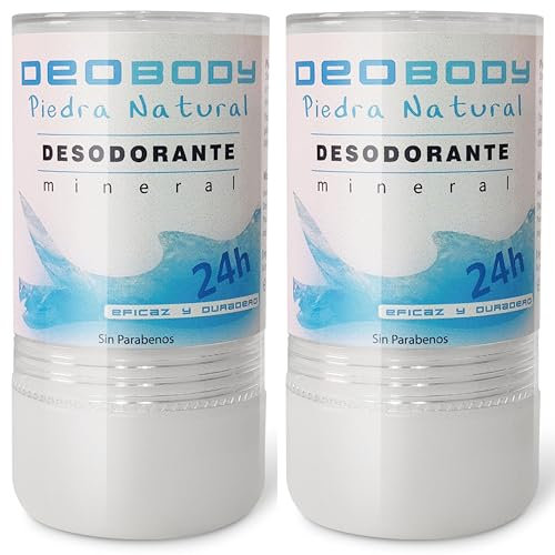 Deodorante All'allume Naturale In Pietra (Due unità da 120gr) Unisex. Antitraspirante Per Il Forte Sudore Delle Ascelle e Dei Piedi. Senza Alluminio E Senza Parabeni. 100% Naturale