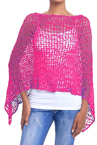 JOPHY & CO. Poncho Donna Rete Effetto a Maglia (cod. 1511) (S, Fucsia)