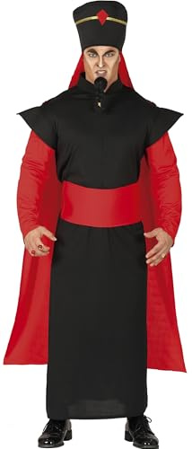 FIESTAS GUIRCA | Costume Desert Villain Adulto (48-50/M) - Cappa, Cintura, Cappello e Tunica - Costumi da Principe del Deserto per Halloween, Carnevale e Feste in Maschera - Uomo - Nero e Rosso