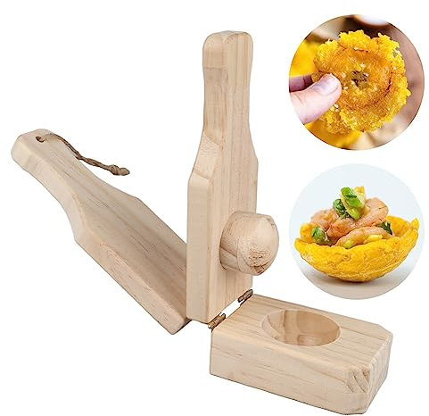 Bananpress för Tostones och Patacones, Återanvändbar Matberedare med Hängande Nyckelband, Djup Korg för Matlagning