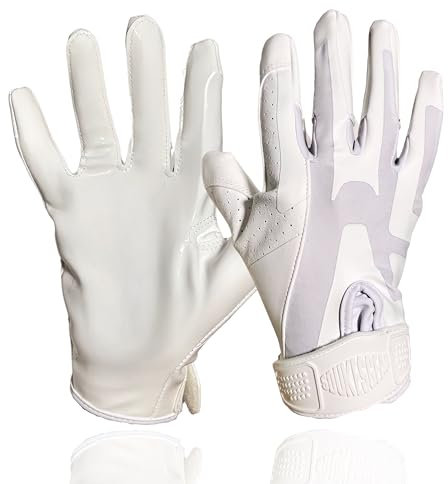 SDukes Prime 2.0 American Football Handschuhe Gloves Receiver Empfänger (Weiß, M)