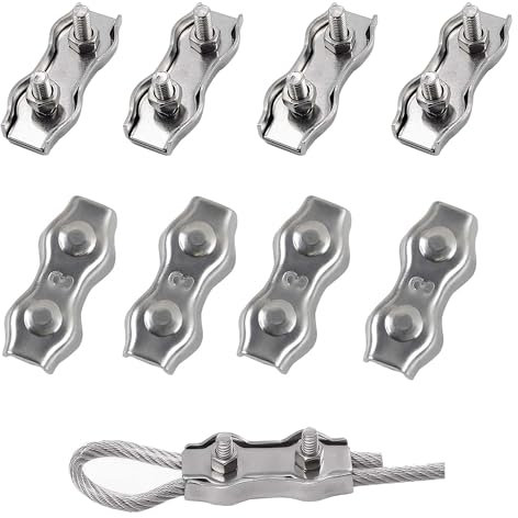 huruirui M3 Presillas Cable Acero Abrazaderas De Cable 304 Inoxidable Dúplex Clips Wire Rope Clips Tensor Cuerda Tendedero Para Cable De Acero 3mm Cuerda 8pcs