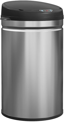 HOMCOM Pattumiera con sensore, in acciaio inox, 30 l, automatica, silenziosa, con coperchio a chiusura morbida, sensore di movimento, resistente alle impronte digitali, per ufficio, camera da letto