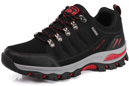 VLOOKST Hiking Boots Mens Outdoor Non-Slip Lace-up Walking Trekking Shoes Sneaker for Climbing Backpacking Camping,8018 Black,10 UK