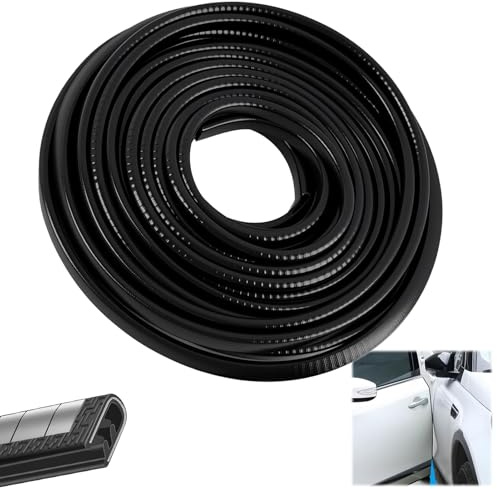 Protection des Bords de portière de Voiture - en Caoutchouc U - pour la Plupart des Voitures-Usage pour Voitures, Camions, SUV, ATV et Nautisme - 10m Noir - Installation Rapide et Facile