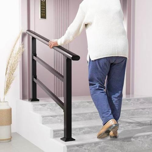 Järnräcke för utomhustrappa – 2 3-stegs skyddsräcke för veranda, 2 fot till 4 fot högt, nedgrävd installation för säker entré, trädgård och vind (100 cm/3,2 fot)