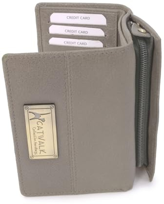 Catwalk Collection Handbags - Leder Geldbörse Damen Mittelgroß - Geldbeutel mit Münzfach und 7 Kartenfächer - RFID Schutz - Victoria - Frau