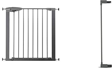 Munchkin Easy Lock Baby Gate for Stairs & Doorways - Pressure Fit Safety Gate for Toddlers & Dogs - Easy Install No-Screws - 73-86cm, Silver