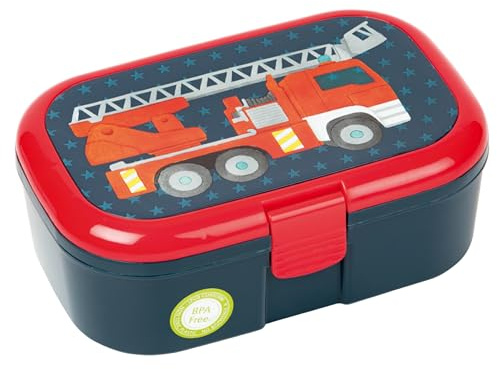 TapirElla Lunchbox/Brotdose Feuerwehr mit herausnehmbaren Obst und Gemüsefach