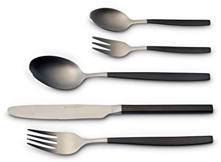 ECHTWERK Tafelbesteck Positano Due-Silver/Black Edition, 30-teilig, für 6 Personen, Messer aus Klingenstahl, Inkl. Präsentschachtel, Stainless Steel