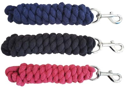 NETPROSHOP Starker Baumwoll-Führstrick 2m lang Silberfarbener Karabinerhaken Farbauswahl, Farbe:Schwarz