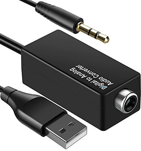 RSGK Digital-till-analogt ljudkonverterare, optisk koaxial optisk 3,5 mm uttagsport, USB DAC ljudavkodare