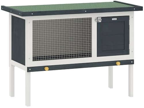 PawHut Wooden Rabbit Hutch Bunny Cage Openable Roof for Outdoor 90 x 45 x 65 cm
