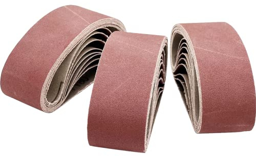 FEIHU slipband av aluminiumoxid, 40 x 303 mm, slipband, för polering, metall, trä. 3 x 40/80/120/180/320 korn, slipband-set, | för bandslipar, handslipband, 15 stycken