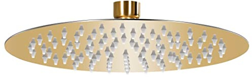 vidaXL Cabezal de Ducha Redondo Efecto Lluvia Cuarto de Baño Accesorio Rociador Boquillas Giratoria Área Amplia Acero INOX Dorado 20 cm