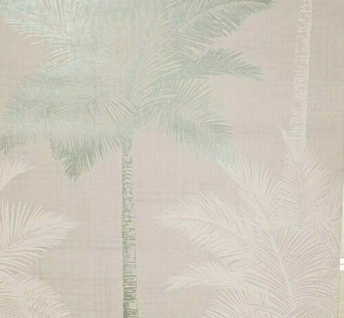 SOPHIE LAURENCE Tropical Palm Trees Luxe Grey Duck Egg White Metallic Wallpaper - Paste The Wall Wallpaper for Bedroom