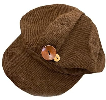 Women's Retro Indie Flat Hunting Hat Vintage Harajuku Paperboy Painter Hats Japanese Loose Corduroy Newsboy Hat (Coffee,One Size)