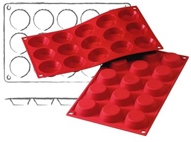 Déco Relief - Moule en Silicone 15 Tartelettes ⌀ 5 x 1,5 cm - Moule Gâteau Pâtisserie - Matériel Professionnel