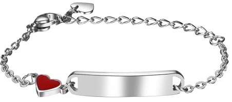 JewelryWe Personligt armband barn baby rostfritt stål högglans polerad figurkedja, barnarmband, babyarmband, armkedja med gravyr för pojke flicka, 11 centimetri, Rostfritt stål, Ej tillämpligt