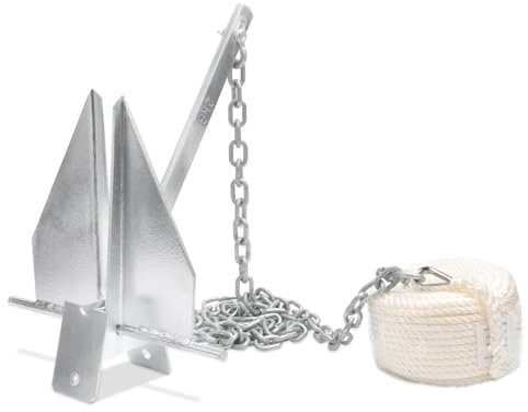 Leero Heavy Duty Boat Anchor Kit with Anchor Chain, Shackle and Anchor Rope, 5 lb Portable Danforth Anchor,Boat Anchor for Pontoons, Dinghies, Fishing Boats, Bass Boats, Sport Boats, Sport Yachts