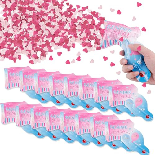 BDHYYM 20 pezzi Gender Reveal Confetti Cannon Rosa,Set di pistole per coriandoli,Cannone per coriandoli biodegradabile,Forniture per feste di rivelazione del sesso del bambino,Baby Shower Party(Rosa)