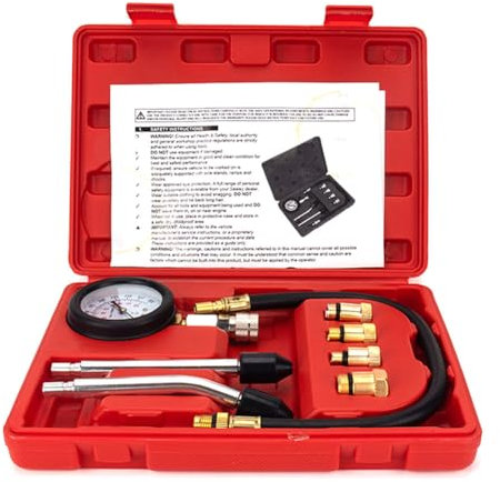 GZYF Benzinmotor Zylinder Motor Kompressionsmessgeräte Kfz-Werkzeug Messgerät Silber + Schwarz Gummi + Messing + Eisen 1 Set