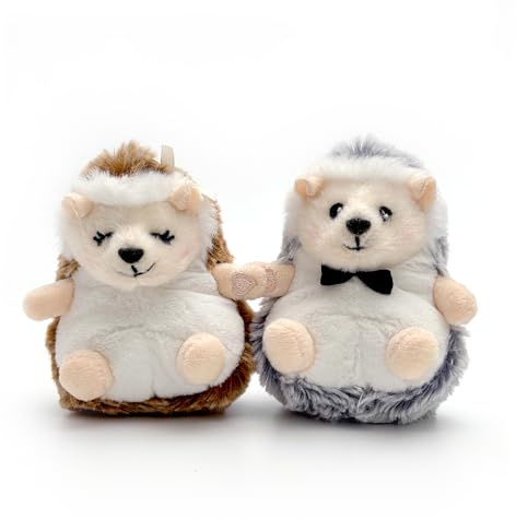 Plushland Magnetic Hedgehog Pair - Hazel & Willow Kissing Plush Keychain Set, Forest Friend Emotional Support Gift with Heart Charm,Snuggly Stuffed Animals 4 Inch (Snuggly Hedgehog Pair)