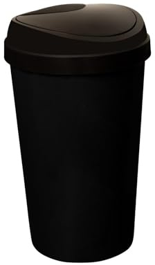 SPECTRAPLAST® 50L Top Touch Kitchen Bin Large Indoor Rubbish Bin with Coloured Lids (Black, Blue, Red, Silver, Green, Yellow) – Hands-Free Waste Disposal for Kitchen, Home, Office & Recycling (BLACK)