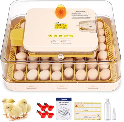 Sailnovo Incubadora de Huevos Automatica, 56 Huevos con Volteo Automático | Control de Temperatura y Añadido Automático de Humedad, Incubadora para Gallina, Codorniz, Pato, Blanco